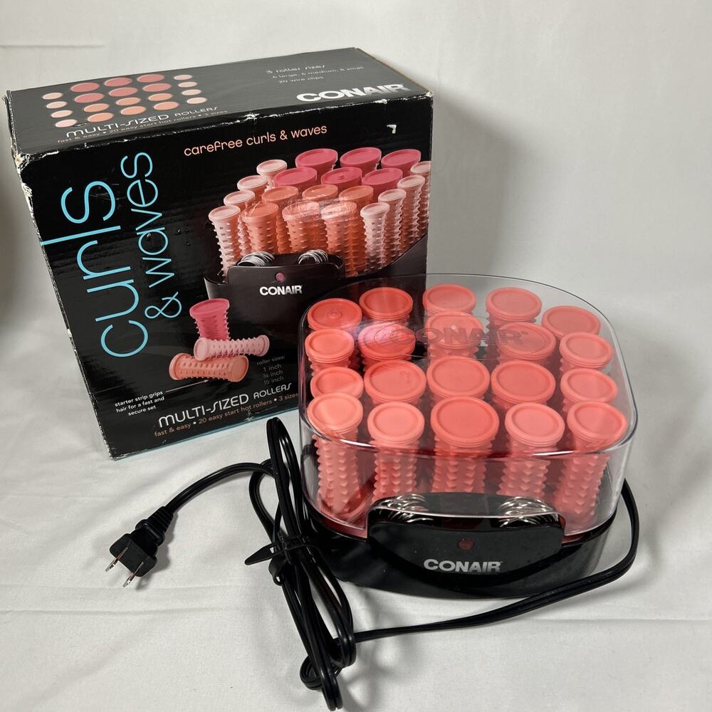 Conair Curls & Waves Multi-Sized Hot Rollers Assorted Easy Grip no small rollers
